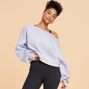 Blogilates Dance Studio Oversized Off the Shoulder Pullover in Evening Haze